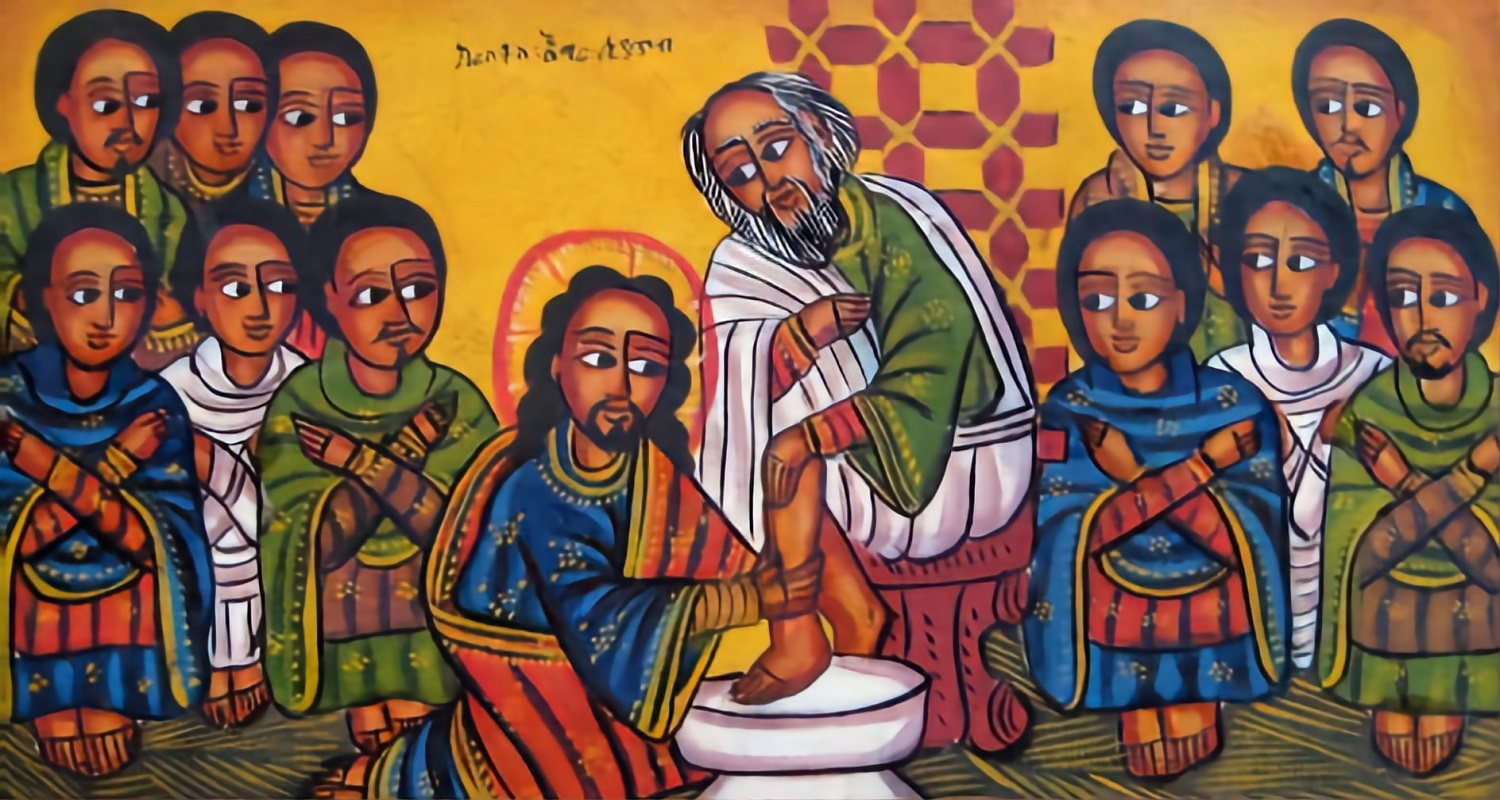 Jesus washes the Disciples
 feet.