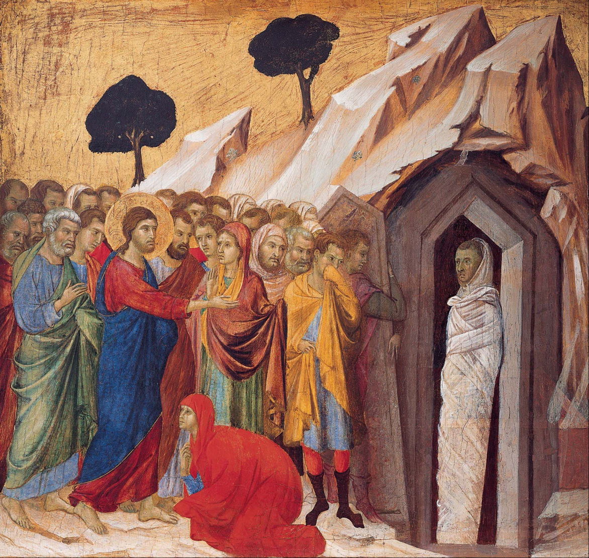 "The Raising of Lazarus" by Duccio di Buoninsegna
